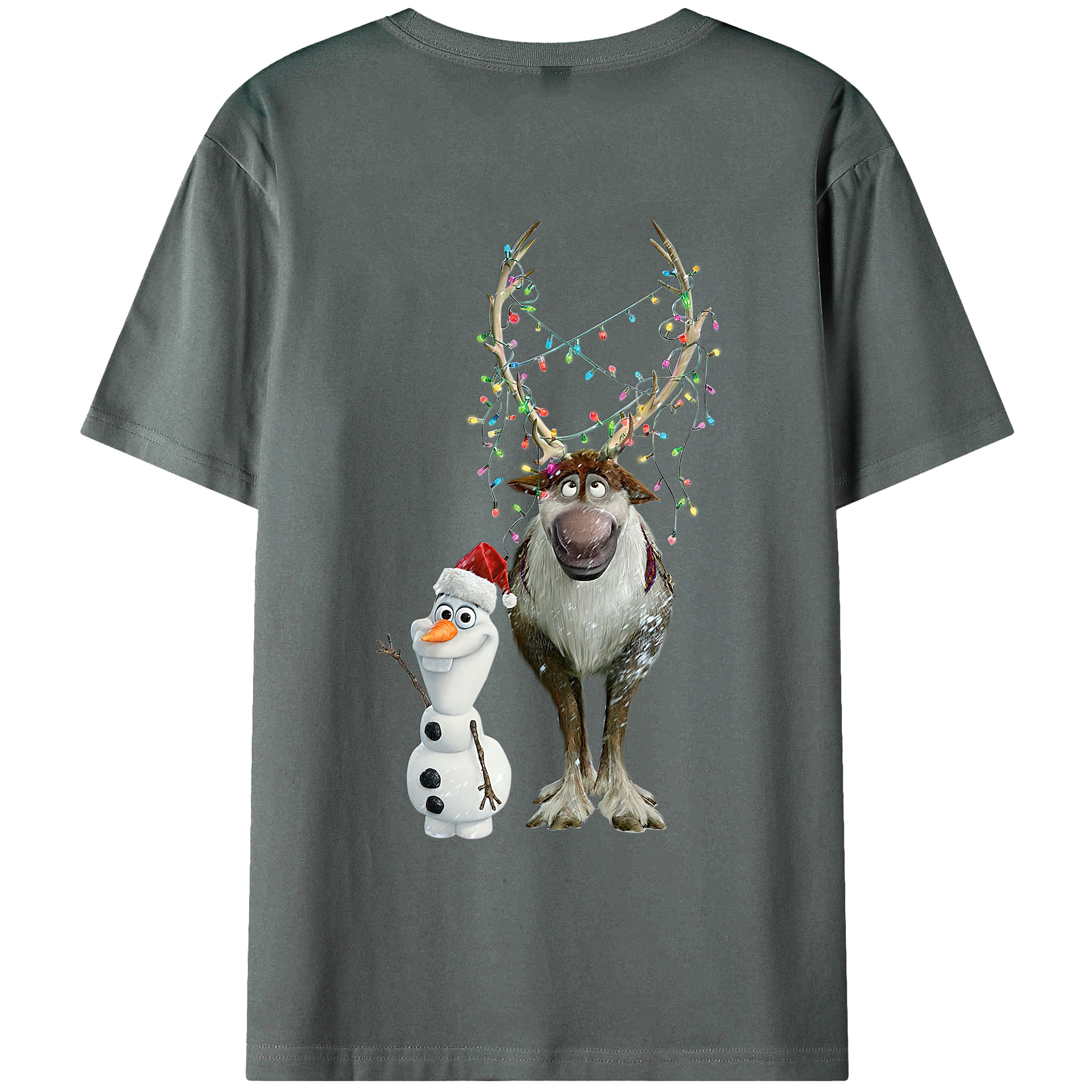 （画像用） アナと雪の女王 アンナ エルサ Frozen Anna Elsa 綿100％ メンズ半袖Tシャツ（バックプリント） 通気性
